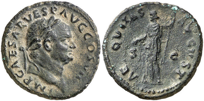 (76 d.C.). Vespasiano. As. (Spink 2356 var) (Co. 4) (RIC. 890). 10,12 g. Puntos ...