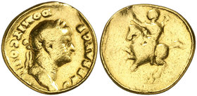 (73 d.C.). Domiciano. Áureo. (Spink 2627) (Co. 663) (RIC. 232) (Calicó 812a). 6,83 g. Sirvió como joya. (BC).