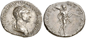 (114-117 d.C.). Trajano. Denario. (Spink falta) (Co. 271) (RIC. 340). 3,34 g. MBC+.