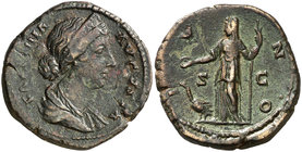 (161-175 d.C.). Faustina hija. Dupondio. (Spink 5297 var) (Co. 123) (RIC. 1647). 14 g. MBC+.