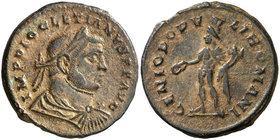 (300 d.C.). Diocleciano. Londinium. Follis. (Spink 12760 var) (Co. 93 var) (RIC. falta). 9,59 g. MBC+.