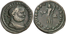 (302-305 d.C.). Constancio I, Cloro. Antioquía. Follis. (Spink. 14070) (Co. 89) (RIC. 57a). 11,60 g. EBC-/MBC+.