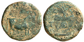 Tarraco (Tarragona). Tiberio. Semis. (FAB. 2377) (ACIP. 3271). 3,74 g. BC-.