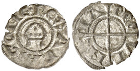 Comtat de Provença. Alfons I (1162-1196). Provença. Òbol de la mitra. (Cru.V.S. 169) (Cru.Occitània 95) (Cru.C.G. 2103). 0,27 g. Cospel irregular. Par...