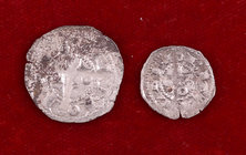 Alfons I (1162-1196). Barcelona. (Cru.V.S. 296 y 297) (Cru.C.G. 2100c y 2101). Lote formado por un diner y un òbol. MBC-/MBC+.