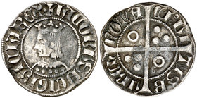 Jaume II (1291-1327). Barcelona. Croat. (Cru.V.S. 337) (Cru.C.G. 2154). 3,01 g Letras A y U góticas. Ligeramente alabeada. MBC.