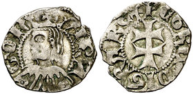 Pere III (1336-1387). Aragón. Dinero jaqués. (Cru.V.S. 463) (Cru.C.G. 2276). 1,24 g. Variante de busto. Atractiva. MBC+.