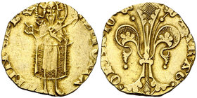 Joan I (1387-1396). València. Florí. (Cru.V.S. 471) (Cru.C.G. 2280). 3,50 g. Marca: corona. Atractiva. EBC-.