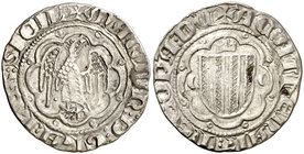 Martí I (1396-1410). Sicília. Pirral. (Cru.V.S. 528) (Cru.C.G. 2332e) (MIR. 220/1 var). 3,11 g. Escasa. MBC-/MBC.