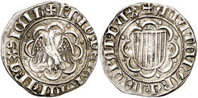 Frederic IV de Sicília (1355-1377). Sicília. Pirral. (Cru.V.S. 631) (Cru.C.G. 2612) (MIR. 194/17). 3,22 g. MBC.
