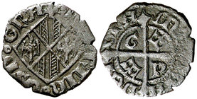 Maria y Martí el Jove de Sicília (1395-1402). Sicília. Diner. (Cru.V.S. 732) (Cru.C.G. 2669a) (MIR. 219). 0,69 g. Coronas inclinadas. MBC.