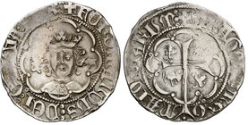 Ferran I (1412-1416). Mallorca. Ral. (Cru.V.S. 770 var) (Cru.C.G. 2816a var). 3,25 g. Ex Colección Ramon Llull 26/11/2015, nº 275. Rara. MBC-.