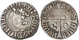 Alfons IV (1416-1458). Perpinyà. Croat. (Cru.V.S. 827.3) (Cru.C.G. 2869c). 3,01 g. Muy rara. MBC-/MBC.