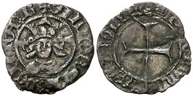 Alfons IV (1416-1458). Mallorca. Diner. (Cru.V.S. 853) (Cru.C.G. 2901 var). 0,56 g. No figuraba en la Colección Ramon Llull. Rara. (MBC/MBC-).