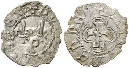 Lluís XI de França (1463-1467/1473-1483). Perpinyà. Patac. (Cru.V.S. 928) (Cru.C.G. 3051). 0,46 g. Cospel algo irregular. Escasa. MBC+.