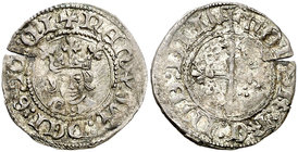 Italia. Nápoles. Renato de Anjou (1435-1442). Quarto de gigliato. (MIR. 50). 1,13 g. Leve grieta pero ejemplar muy atractivo. Rarísima. MBC+.
