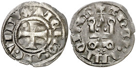 Oriente latino. Guy II de la Roache (1287-1308). Tebas. Dinero tornés. (CCS. 95). 0,92 g. MBC.