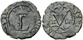 Reyes Católicos. Toledo. 1 blanca. (Cal. tipo 286, falta var) (Seb. 834 var). 1 g. MBC-.