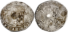 Reyes Católicos. Granada. 2 reales. (Cal. 238). 6,61 g. Golpe en anverso. (MBC-).