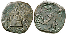s/d. Felipe II. Burgos. 2 cuartos. (Cal. tipo 451) (J.S. A-18). 4,68 g. MBC-.