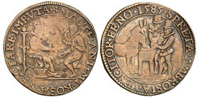 1585. Felipe II. Dordrecht. Jetón. (D. 3044). 5,89 g. MBC.