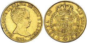 1839. Isabel II. Barcelona. PS. 80 reales. (Cal. 55). 6,72 g. MBC/MBC+.