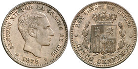 1878. Alfonso XII. Barcelona. . 5 céntimos. (Cal. 72). 4,96 g. MBC+.
