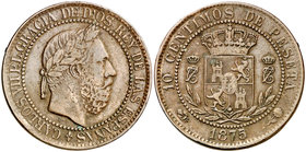 1875. Carlos VII (Pretendiente). Oñate. 10 céntimos. (Cal. 8). 10,13 g. MBC-.
