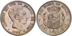1877. Alfonso XII. Barcelona. . 10 céntimos. (Cal. 67). 9,76 g. EBC-.