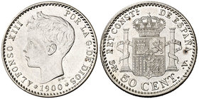 1900*00. Alfonso XIII. SMV. 50 céntimos. (Cal. 60). 2,53 g. Rayitas. (EBC).