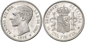 1876*1876. Alfonso XII. DEM. 1 peseta. (Cal. 54). 5,01 g. Leves marquitas. Buen ejemplar. MBC+.