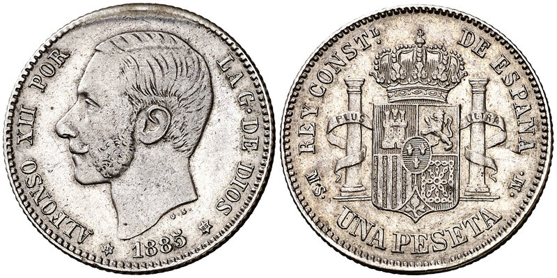 1885*1885. Alfonso XII. MSM. 1 peseta. (Cal. 61). 4,97 g. Buen ejemplar. Escasa ...