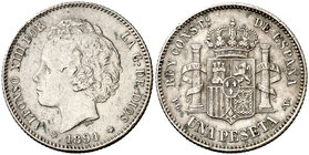 1894*1894. Alfonso XIII. PGV. 1 peseta. (Cal. 40). 4,99 g. MBC/MBC+.