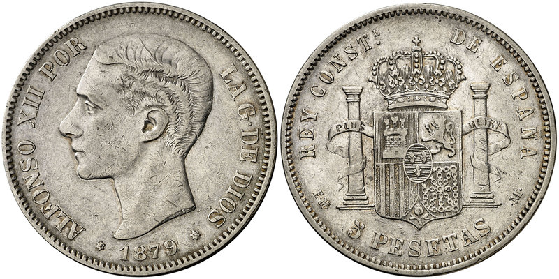 1879*1879. Alfonso XII. EMM. 5 pesetas. (Cal. 31). 24,77 g. Ex Colección Manuela...