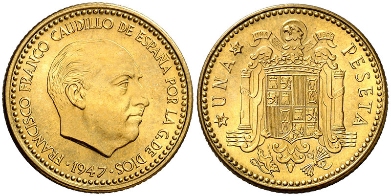 1947*E51. Estado Español. 1 peseta. (Cal. 137, como serie completa). 3,28 g. II ...