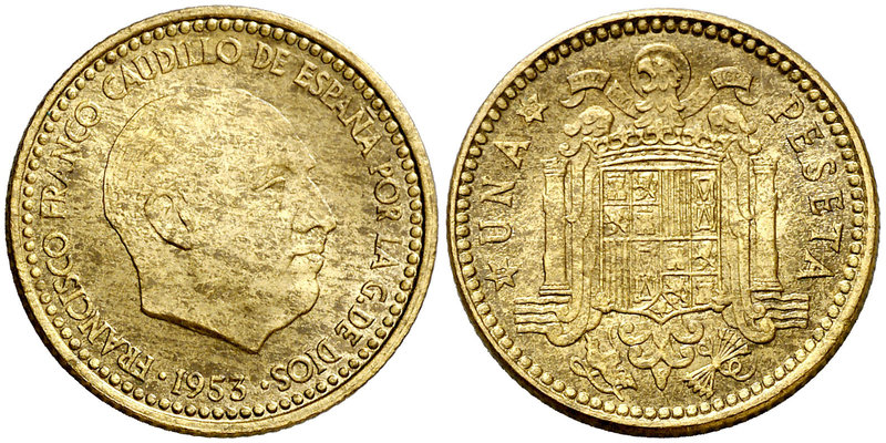 1953*1963. Estado Español. 1 peseta. (Cal. 89). 3,84 g. Impurezas. S/C-.