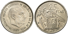 1957*58. Estado Español. 25 pesetas. (Cal. 30). 8,50 g. EBC+.