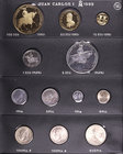 1975 a 1989. Álbum con las 97 monedas de estos años, incluyendo la serie de 1 y 5 ecus en plata y 10, 50 y 100 ecus en oro. Ex Colección Manuela Etche...