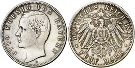 1898. Alemania. Baviera. Otto. D (Munich). 5 marcos. (Kr. 915). 27,54 g. AG. MBC.