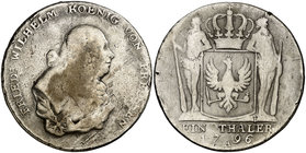 1796. Alemania. Prusia. Federico Guillermo II. A (Berlín). 1 taler. (Kr. 360.1) (Dav. 2599). 21,44 g. AG. Limpiada. (MBC-).