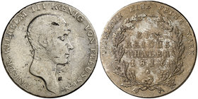 1816. Alemania. Prusia. Federico Guillermo III. A (Berlín). 1 taler. (Kr. 387). 21,93 g. AG. BC/BC+.