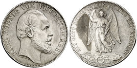 1871. Alemania. Wurttemberg. Carlos I. 1 taler. (Kr. 620). 18,44 g. AG. Guerra Franco-Prusiana. Limpiada. (MBC+).