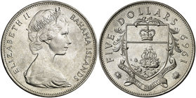 1969. Bahamas. Isabel II. 5 dólares. (Kr. 10). 41,89 g. AG. S/C.