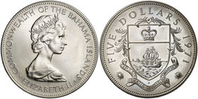 1971. Bahamas. Isabel II. 5 dólares. (Kr. 24). 41,93 g. AG. S/C.
