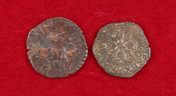 Carlos I y Felipe III. Nápoles. Lote de 2 monedas: 2 y 3 caballos. BC-/MBC.