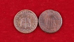 1755 y 1756. Fernando VI. Barcelona. 1 ardit. Lote de 2 monedas. BC/MBC-.