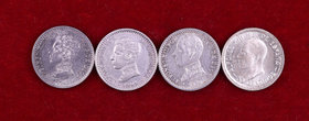 1904*04, 1904*10, 1910*10 y 1926. Alfonso XIII. 50 céntimos. Lote de 4 monedas distintas. A examinar. EBC/S/C.