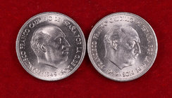 1949*1949 y *1950. Estado Español. 5 pesetas. (Cal. 45 y 46). Lote de 2 monedas. S/C-.