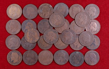 Francia. Napoleón III. Segundo Imperio. 5 céntimos. Bronce. Lote de 30 monedas distintas. MC/MBC-.