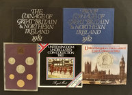 1980 a 1983. Gran Bretaña. Lote de 5 expositores de distintos valores y metales, dos con certificado. A examinar. S/C.